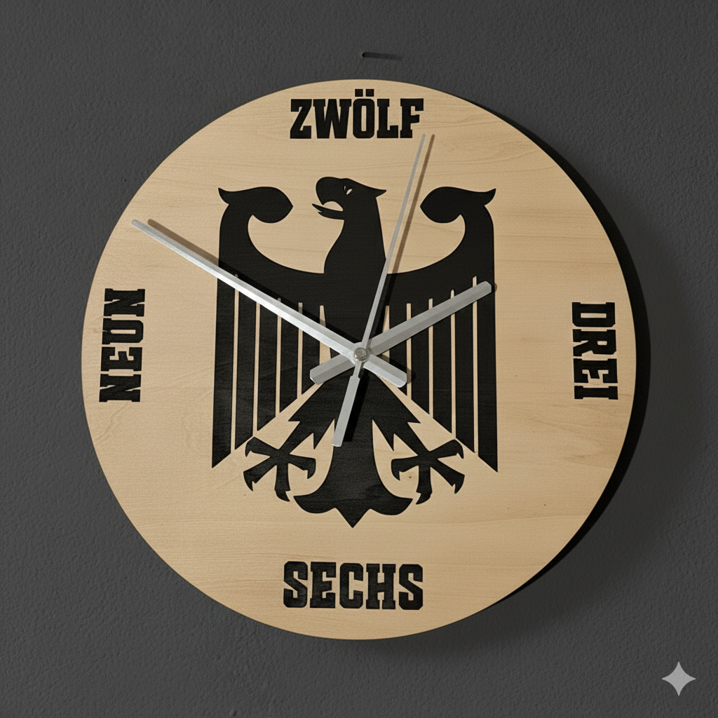 Wanduhr im Deutschland Design, Bundesadler Holz