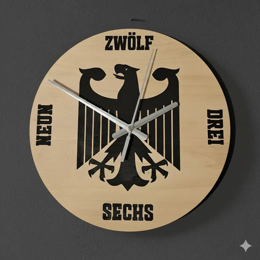Wanduhr im Deutschland Design, Bundesadler Holz Mein Shop