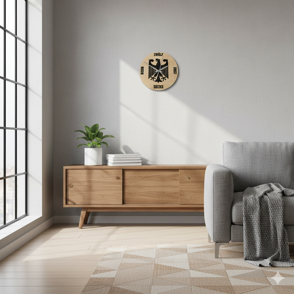 Wanduhr im Deutschland Design, Bundesadler Holz