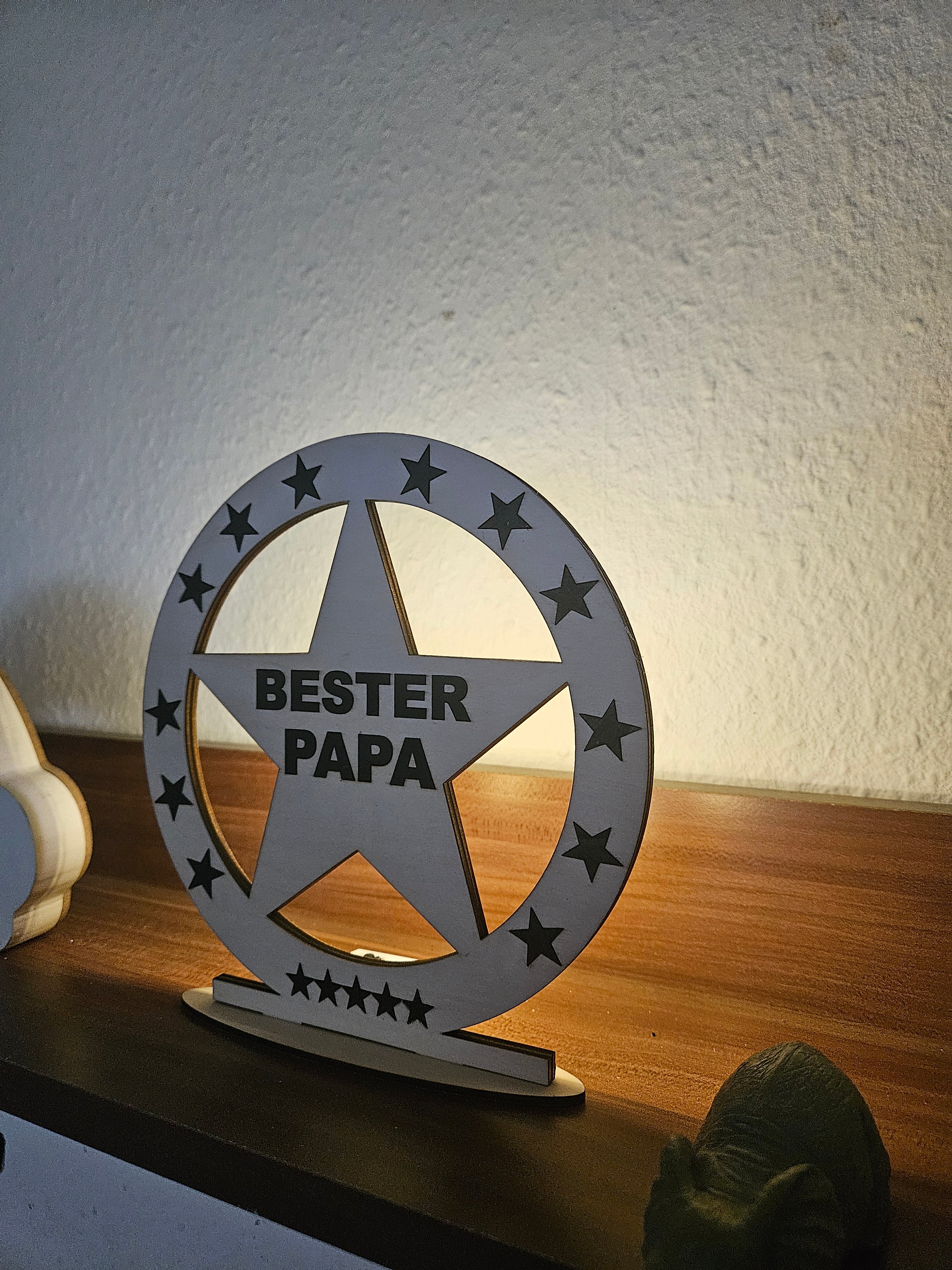 Beste(r) MAMA PAPA Deko Holz Geschenk Weihnachten LED Beleuchtung