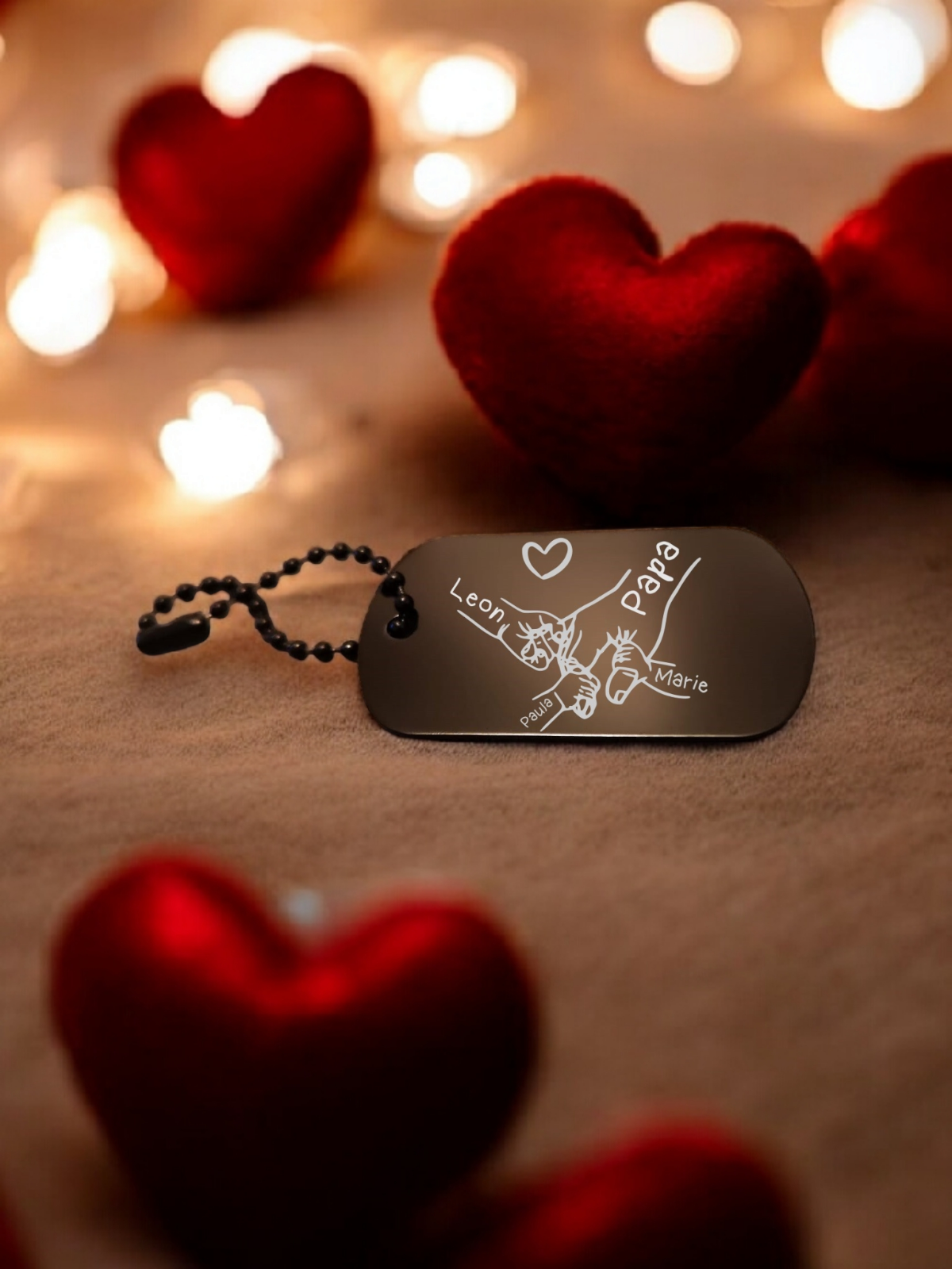 Schlüsselnhänger 1 - 4 Kinderhände Vatertag Geschenk Geburtstag personalisierbar