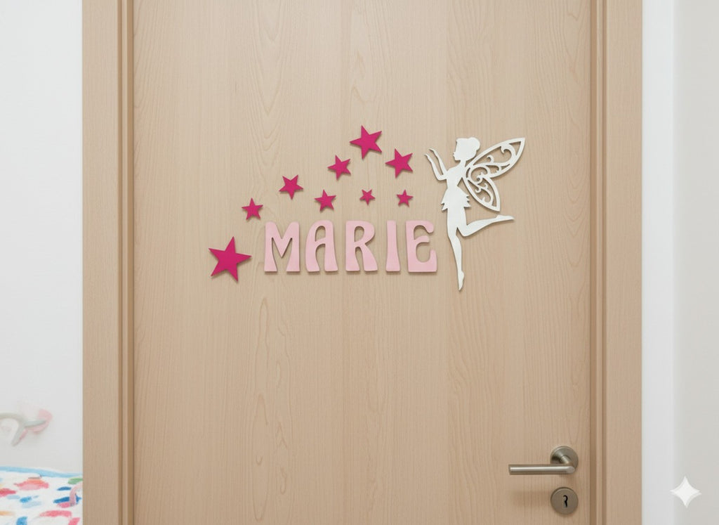 Türschild Namensschild Kinderzimmer Türe Deko Türdeko Kids Zug Fee Sterne Bunt