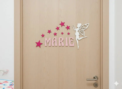 Türschild Namensschild Kinderzimmer Türe Deko Türdeko Kids Zug Fee Sterne Bunt