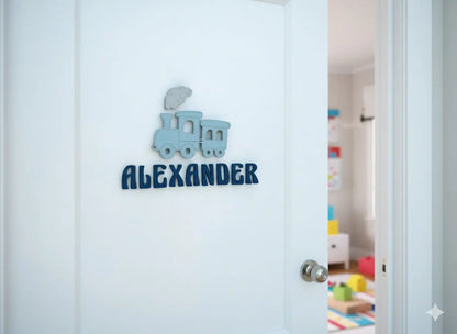 Türschild Namensschild Kinderzimmer Türe Deko Türdeko Kids Zug Fee Sterne Bunt