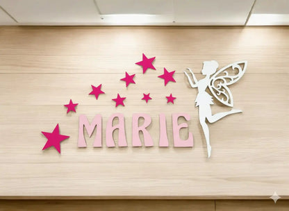 Türschild Namensschild Kinderzimmer Türe Deko Türdeko Kids Zug Fee Sterne Bunt