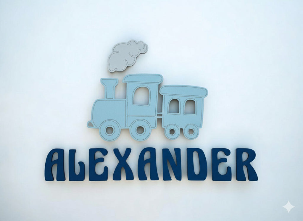 Türschild Namensschild Kinderzimmer Türe Deko Türdeko Kids Zug Fee Sterne Bunt