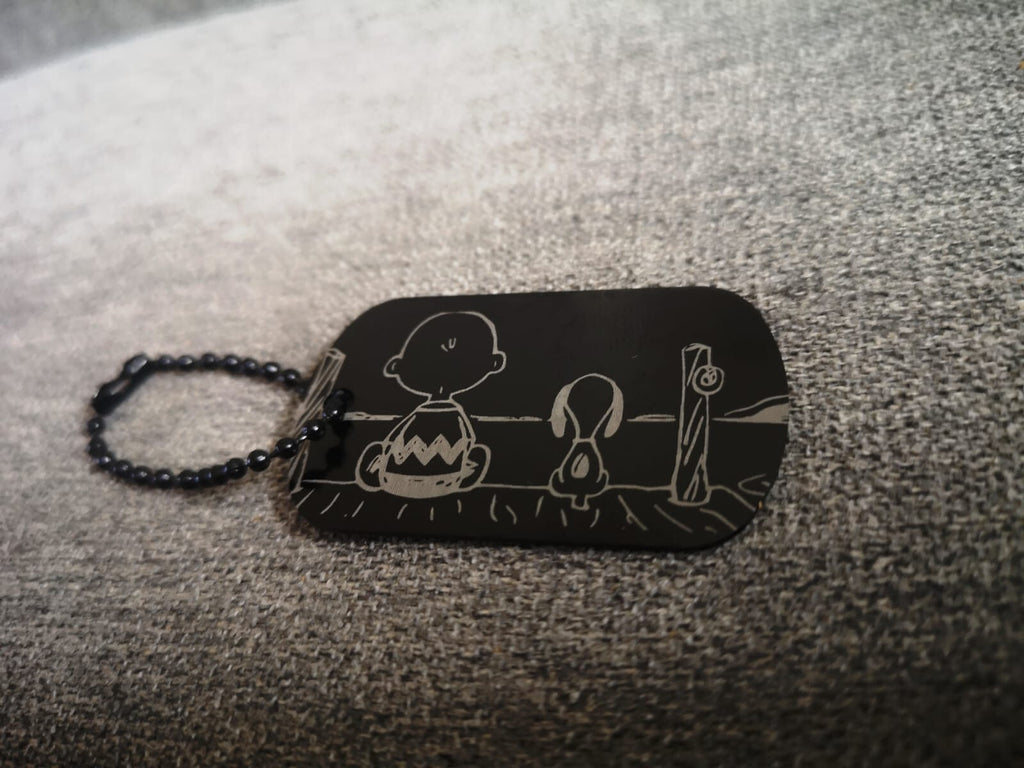 Schlüsselanhänger Pink / Schwarz Snoopy Woodstock personalisierbar Wunschtext