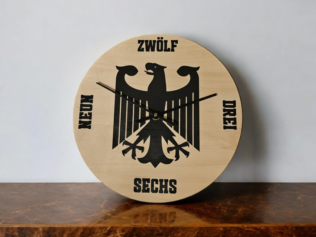 Wanduhr im Deutschland Design, Bundesadler Holz