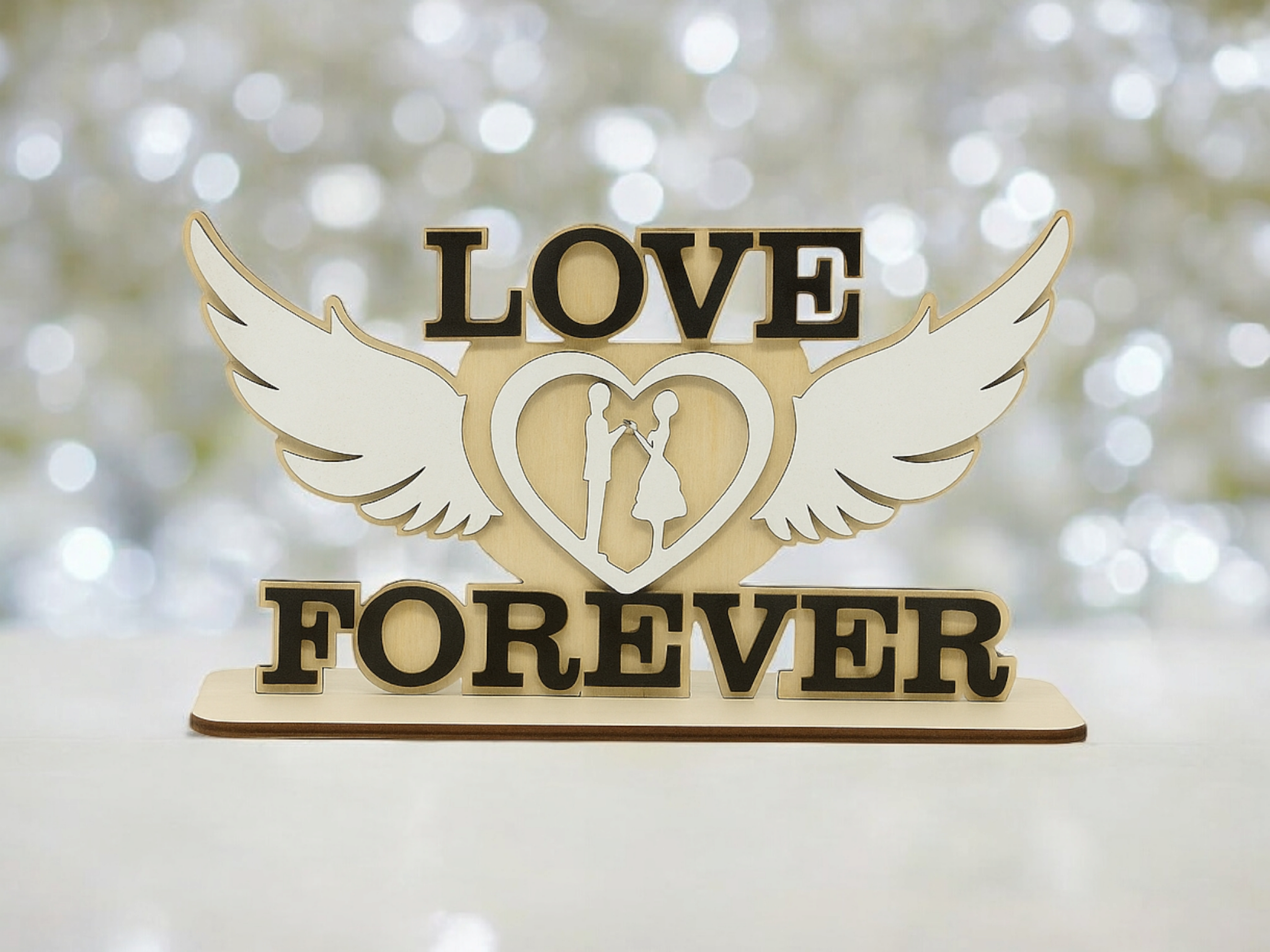 Aufsteller zur Hochzeit, Geschenk, Weihnachten, Liebe, Brautpaar Holz