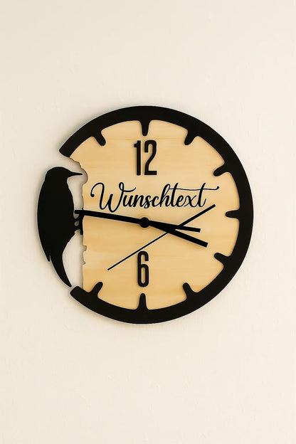 Wanduhr "Woodpecker" mit 3D Effekt und LED Hintergrundbeleuchtung Mein Shop