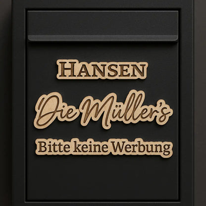 Briefkastenschild Namensschild Holzschild Keine Werbung Keine Zeitung Bin im Garten Mein Shop