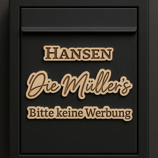 Briefkastenschild Namensschild Holzschild Keine Werbung Keine Zeitung Bin im Garten Mein Shop